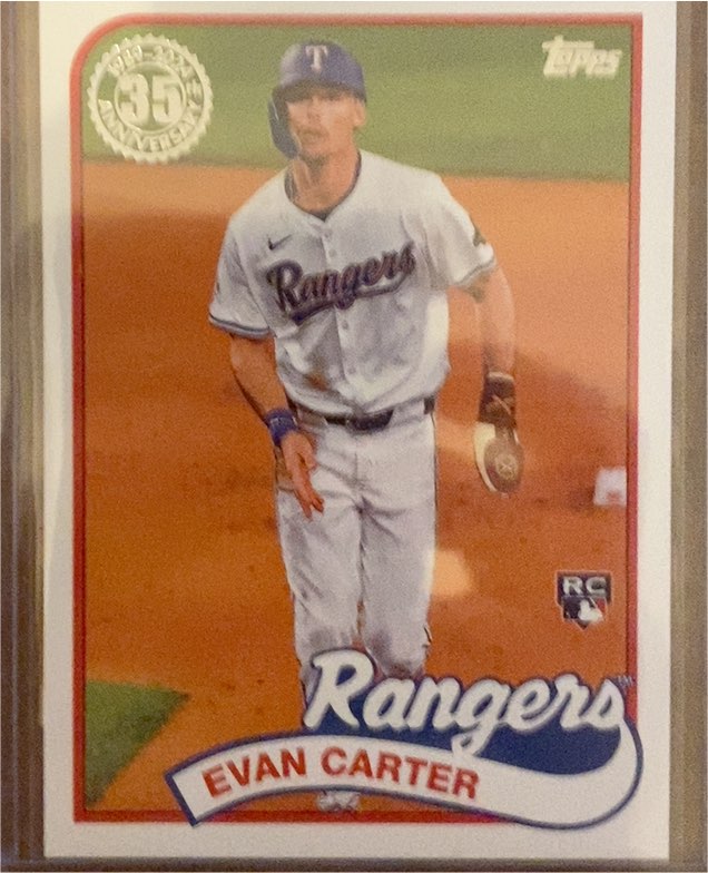 2024 Topps Update #89US-49 Evan Carter Rookie Texas Rangers 1989 Insert — front
