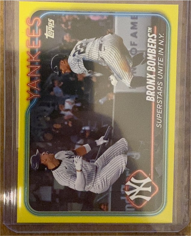 2024 Topps Update #US181 Bronx Bombers: Superstars Unite Aaron Judge / Juan Soto — front