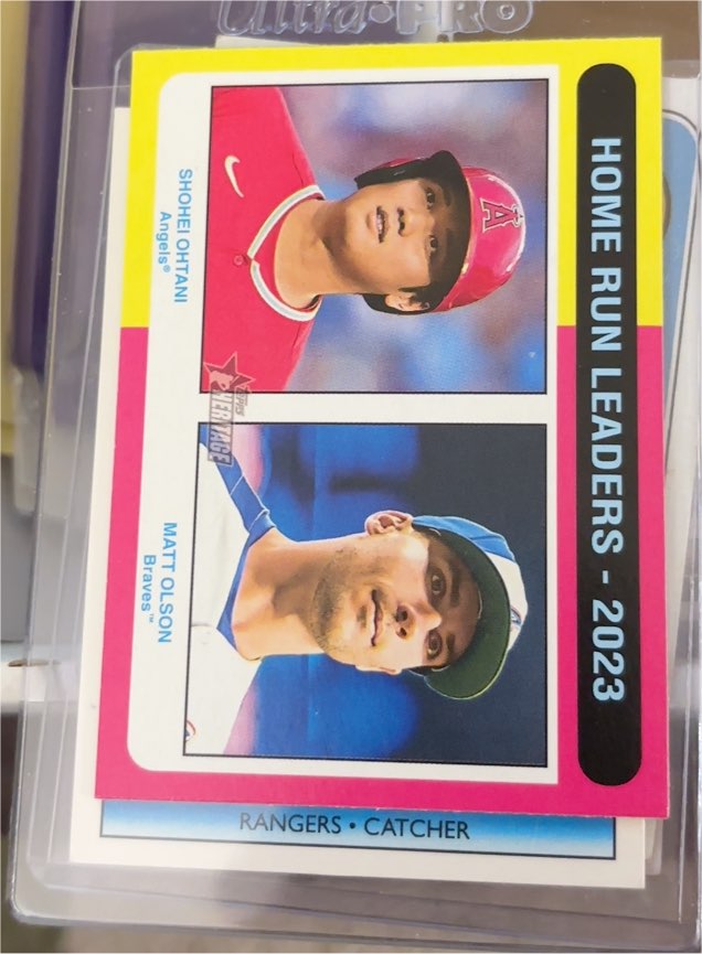 2024 Topps Heritage #307 Home Run Leaders - 2023 (Shohei Ohtani / Matt Olson) — front