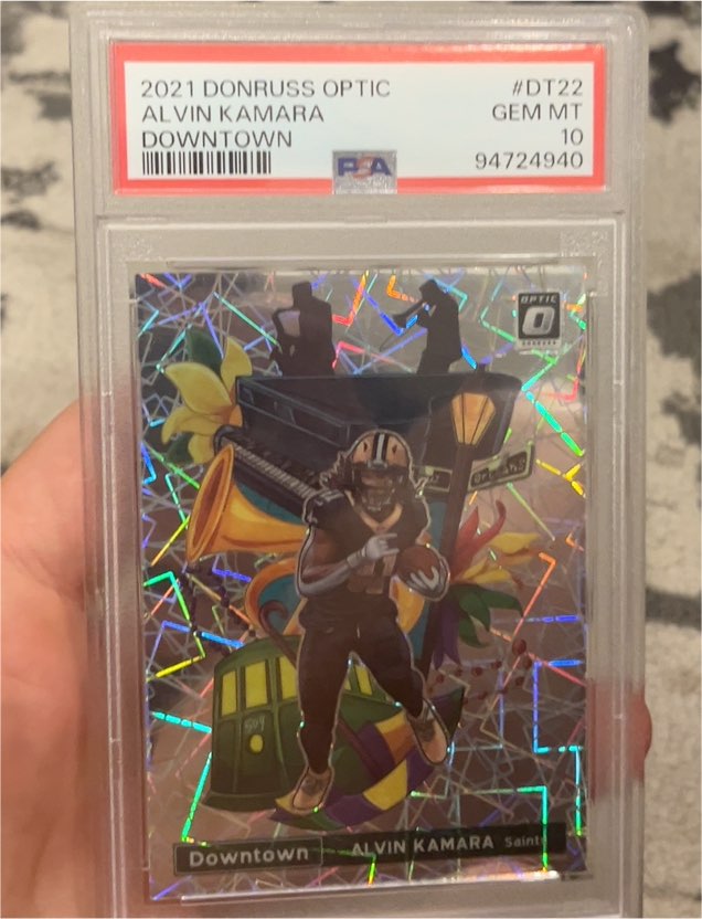 2021 Donruss Optic #DT22 Alvin Kamara Downtown — front
