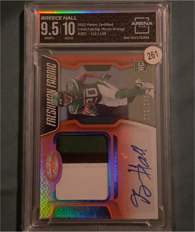 2022 Panini Certified Freshman Fabric Mirror Orange #207 Breece Hall — front