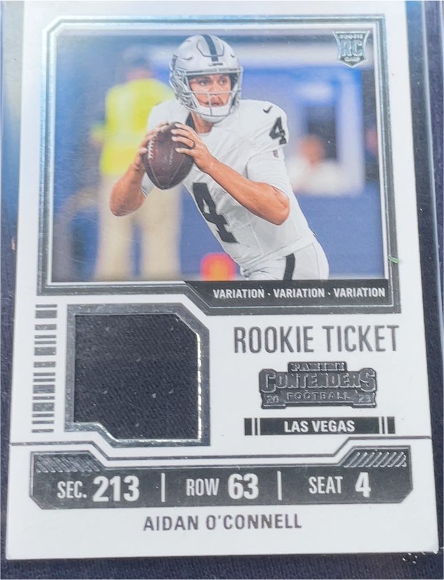 2023 Panini Contenders Rookie Ticket Variation #TS1V Aidan O'Connell — front