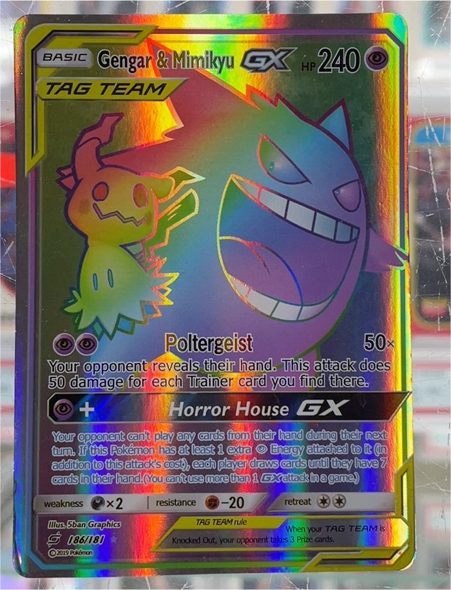2019 Pokémon Sun & Moon Tag Team GX #186/181 Gengar & Mimikyu — front