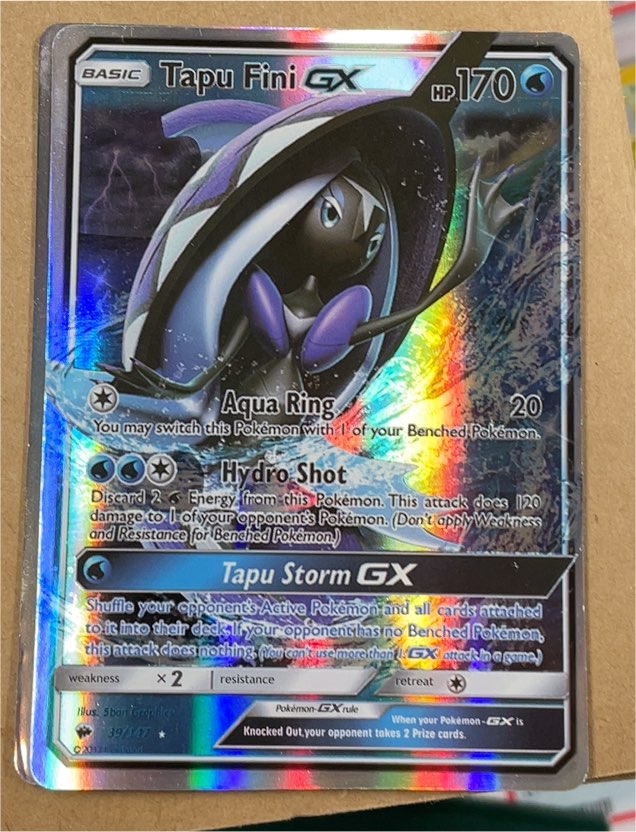 2017 Pokemon Burning Shadows #39 Tapu Fini GX — front
