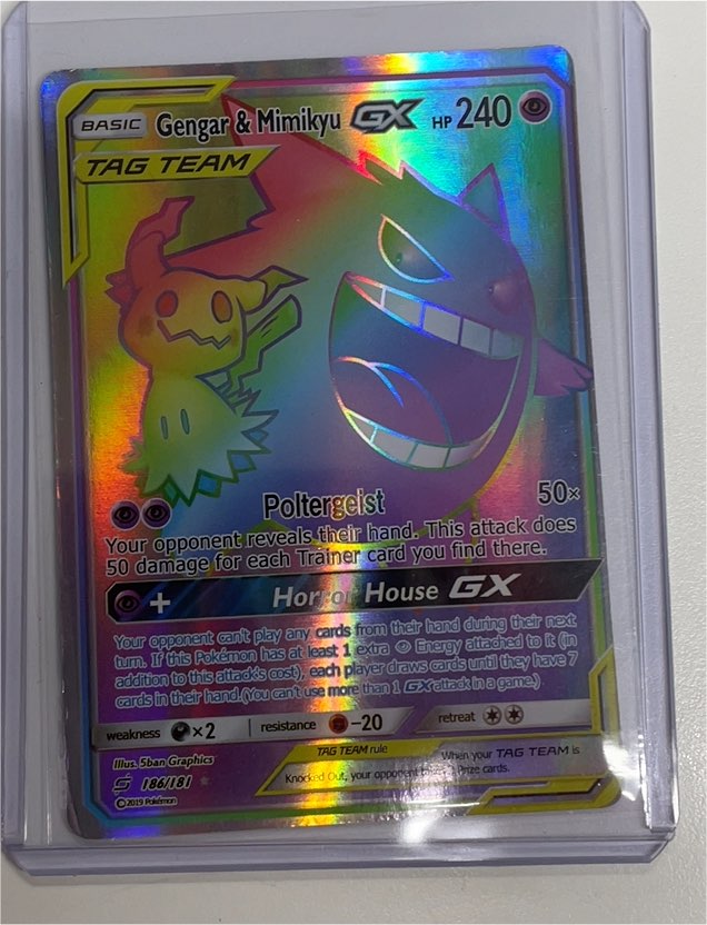 2018 Pokémon Sun & Moon Team Up #186 Gengar & Mimikyu GX — front
