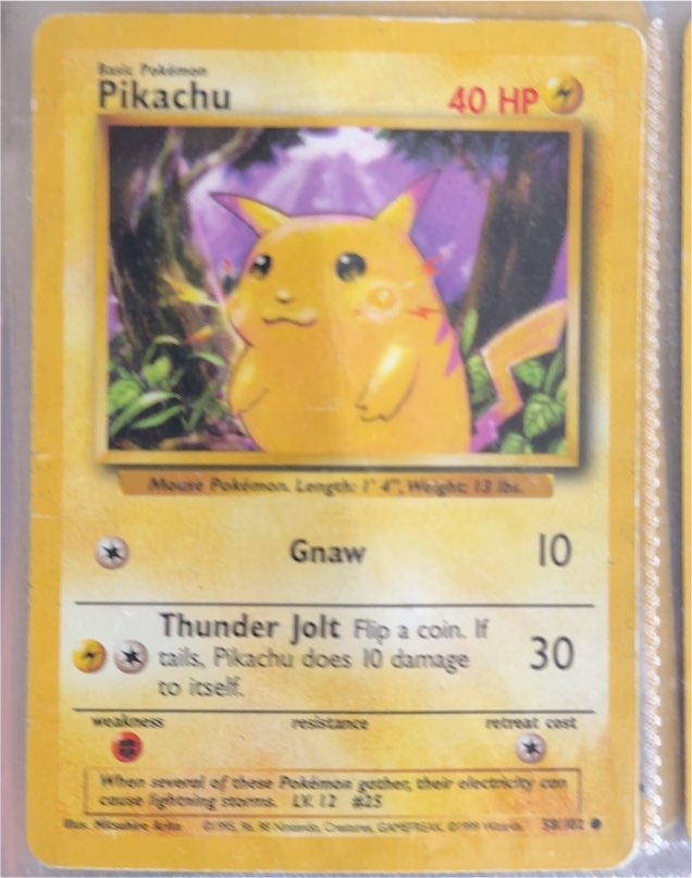 1999 Pokémon #58 Pikachu — front