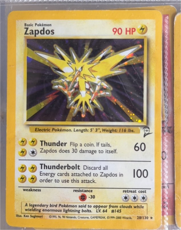 1999 Pokémon Base Set #16 Zapdos — front