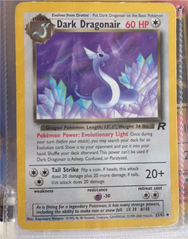 2000 Pokémon Team Rocket #33 Dark Dragonair — front