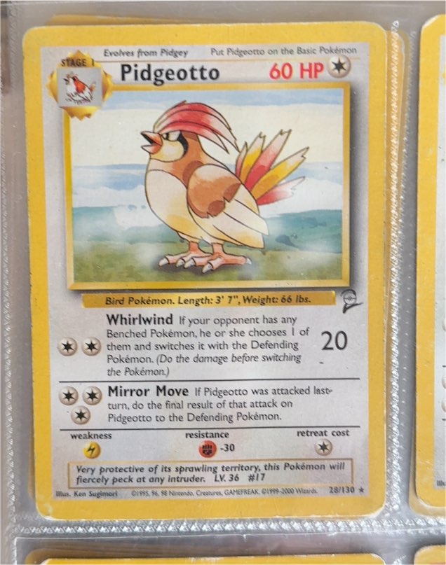 1999 Pokémon Base Set 2 #28 Pidgeotto — front