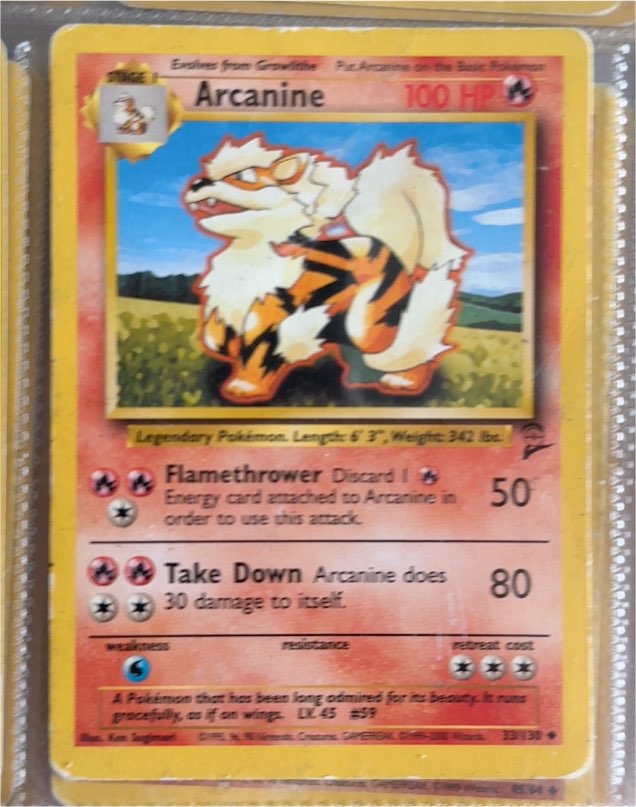 1999 Pokémon Base Set #23 Arcanine — front