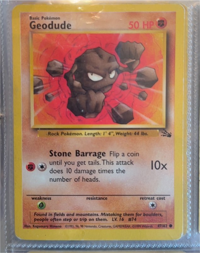 1999 Pokémon Fossil #47 Geodude — front