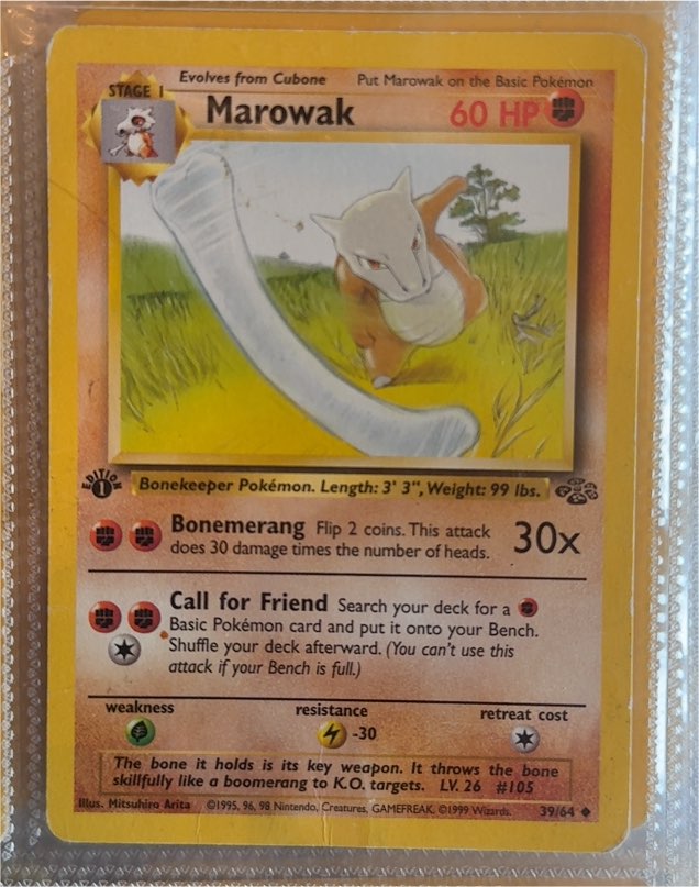 1999 Pokémon Jungle #39 Marowak — front