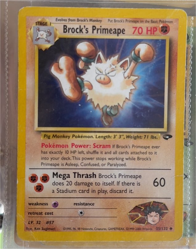 2000 Pokémon Gym Challenge #35/132 Brock's Primeape — front