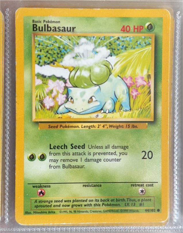 1999 Pokémon Base Set #44 Bulbasaur — front