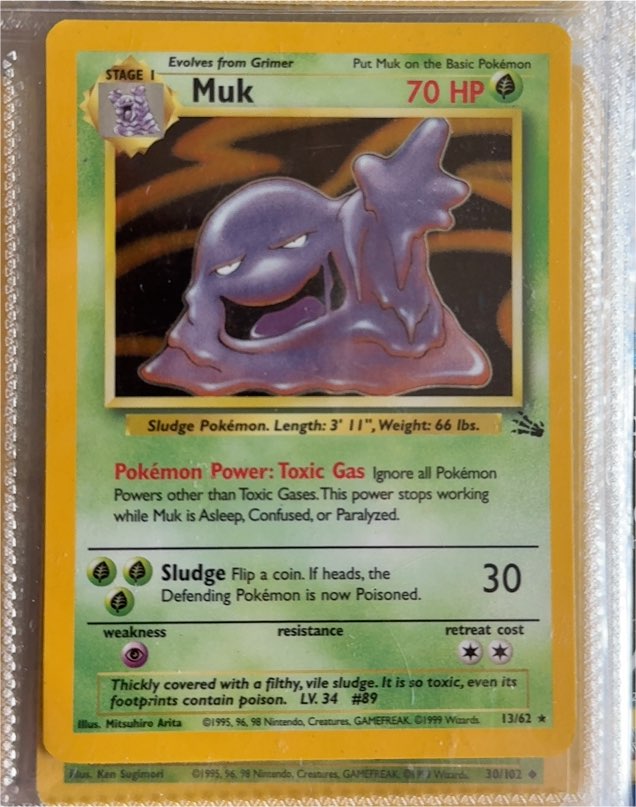 1999 Pokémon Fossil #13 Muk — front