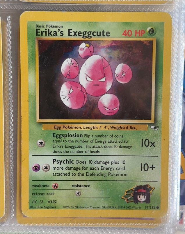 2000 Pokémon Gym Heroes #77 Erika's Exeggcute — front