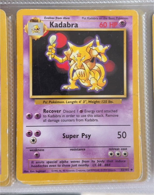 1999 Pokémon Base Set #32 Kadabra — front