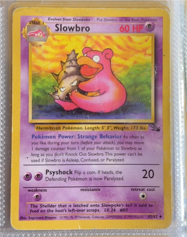 1999 Pokémon Fossil #43 Slowbro — front