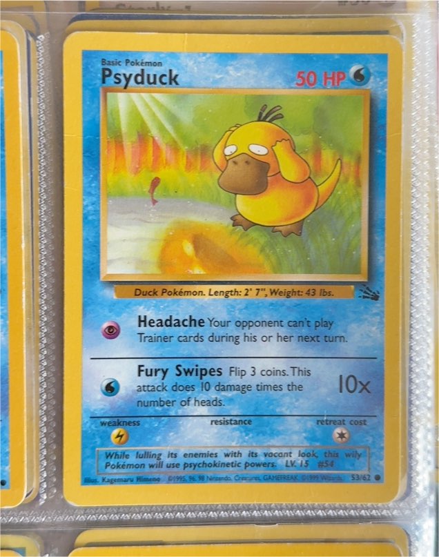 1999 Pokémon Fossil #53 Psyduck — front
