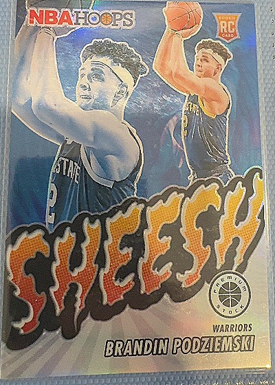 2023-24 Panini NBA Hoops Premium Stock #21 Brandin Podziemski Sheesh Silver Prizm Rookie Card — front