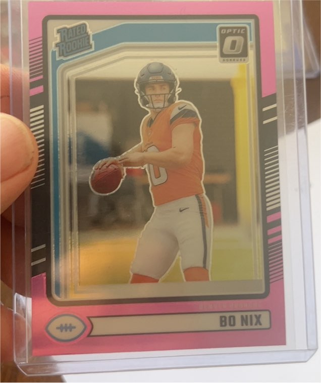 2024 Panini Donruss Rated Rookie Optic Preview Pink Prizm #369 Bo Nix — front