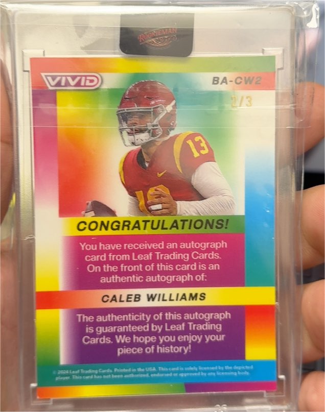 2024 Leaf Vivid #BA-CW2 Caleb Williams — front