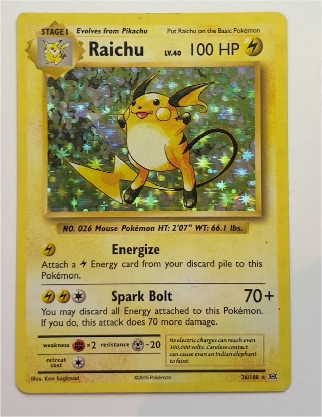 2016 Pokémon XY Evolutions #36 Raichu — front