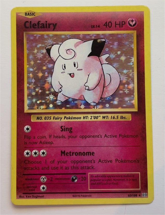 2016 Pokémon XY Evolutions #63 Clefairy — front