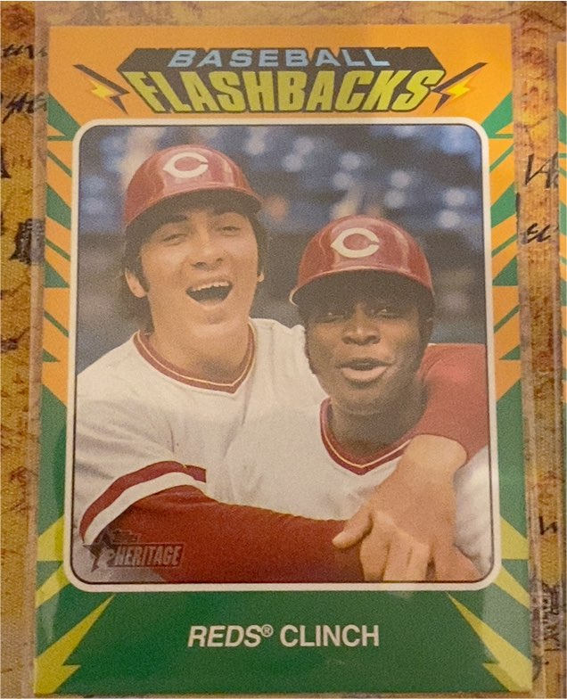 2024 Topps Heritage Baseball Flashbacks #BF-11 Reds Clinch Johnny Bench Joe Morgan — front
