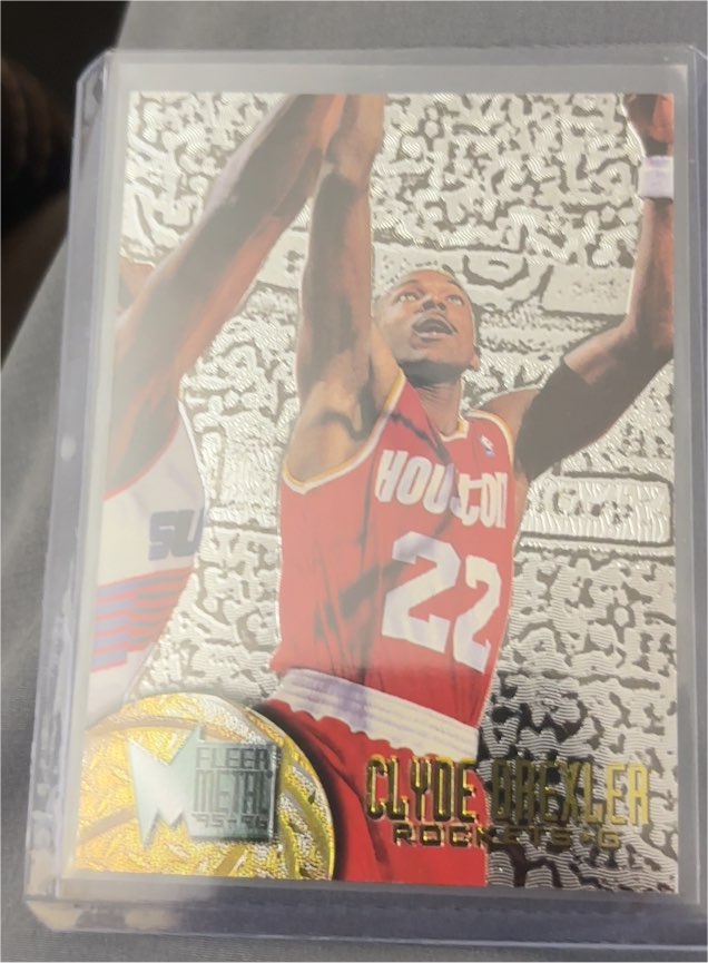 1995-96 Fleer Metal #38 Clyde Drexler Houston Rockets — front