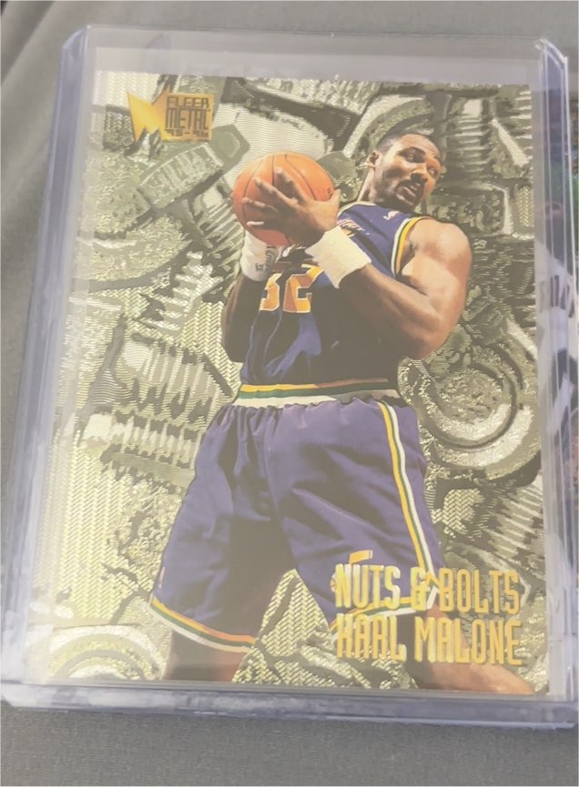 1995-96 Fleer Metal #214 Karl Malone Nuts & Bolts — front