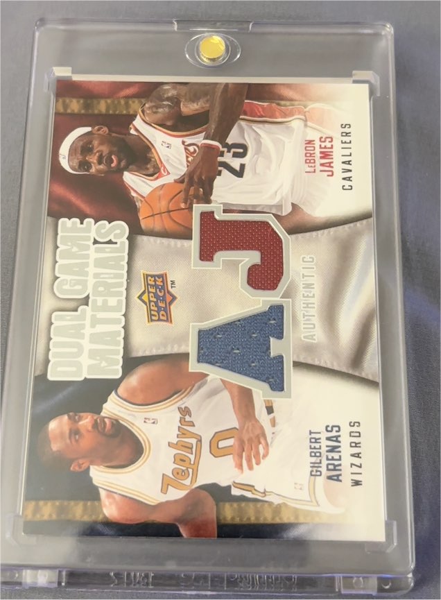 2009-10 Upper Deck Dual Game Materials #DG-AJ LeBron James & Gilbert Arenas — front