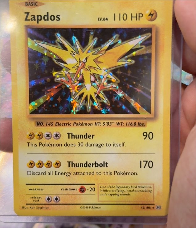 2016 Pokémon XY Evolutions #42 Zapdos — front
