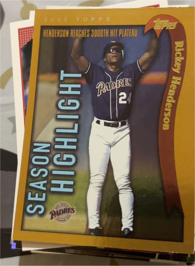 2002 Topps #335 Season Highlights Rickey Henderson — front