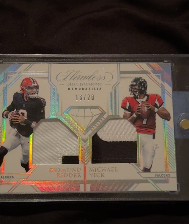 2023 Panini Flawless Dual Diamond Memorabilia #16/20 Desmond Ridder Michael Vick — front