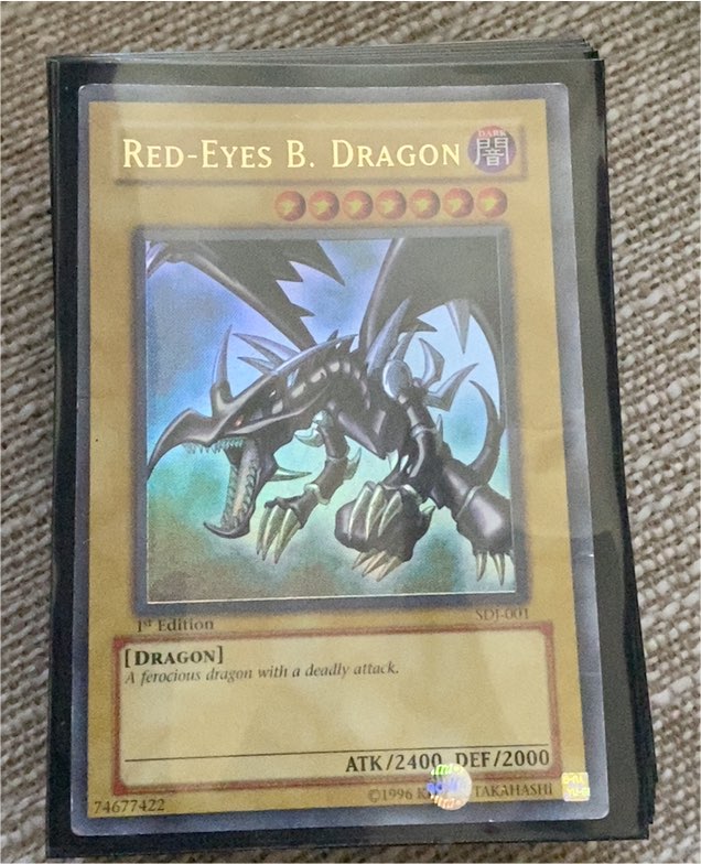 1996 Yu-Gi-Oh! SDJ-001 Red-Eyes B. Dragon — front