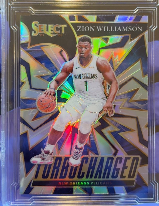 2021-22 Panini Select #1 Zion Williamson Turbo Charged Silver Prizms — front