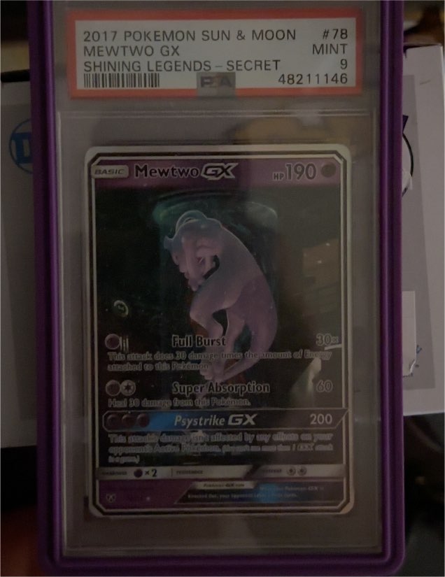 2017 Pokémon Sun & Moon #78 Mewtwo GX Shining Legends Secret Rare — front