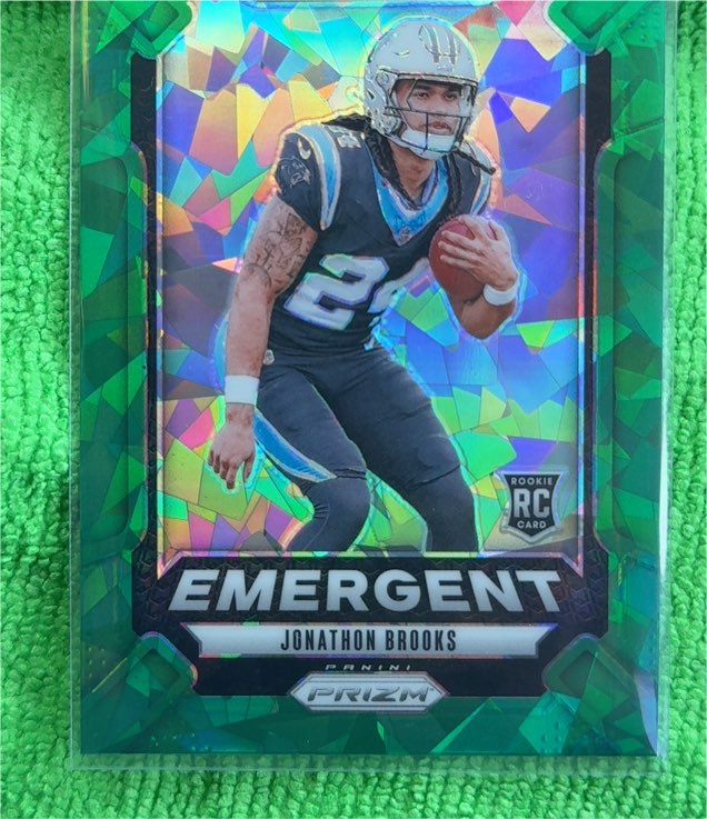 2024 Panini Prizm #9 Jonathon Brooks Emergent Green Ice Prizm Rookie Card — front