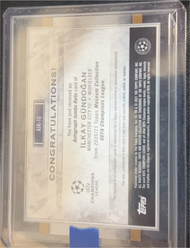 2020/21 Topps Museum Collection UEFA Champions League Autograph Relic #AIR-1G Ilkay Gündogan — front