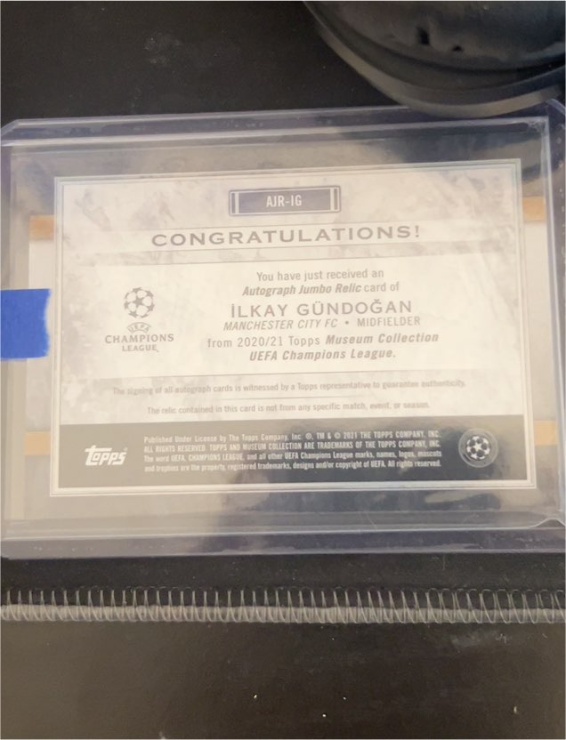 2020/21 Topps Museum Collection UEFA Champions League #AJR-1G Ilkay Gündoğan — front