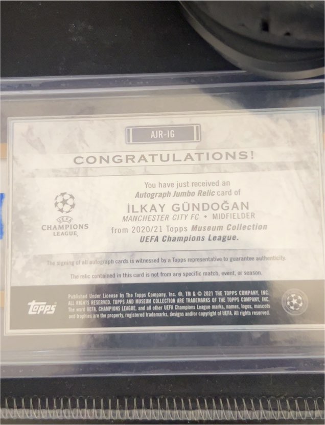 2020/21 Topps Museum Collection UEFA Champions League Autograph Jumbo Relic #AJR-1G Ilkay Gündoğan — front