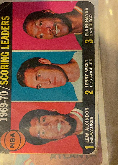 1970-71 Topps #5 Rebound Leaders Lew Alcindor Elvin Hayes Jerry West — front