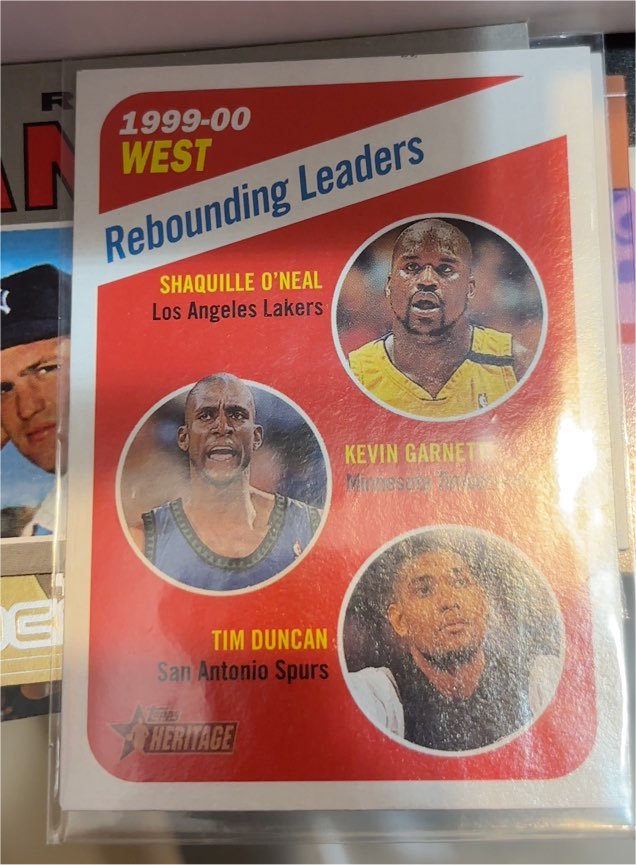 2000-01 Topps Heritage #150 Shaquille O'Neal/Kevin Garnett/Tim Duncan — front