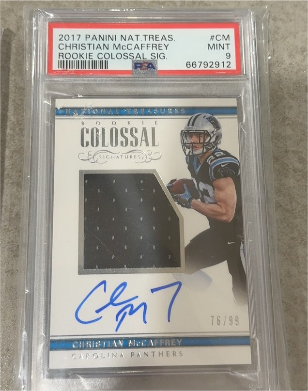 2017 Panini National Treasures #CM Christian McCaffrey Rookie Colossal Signatures — front
