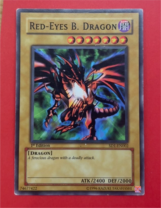 1996 Yu-Gi-Oh! SD1-EN002 Red-Eyes B. Dragon — front
