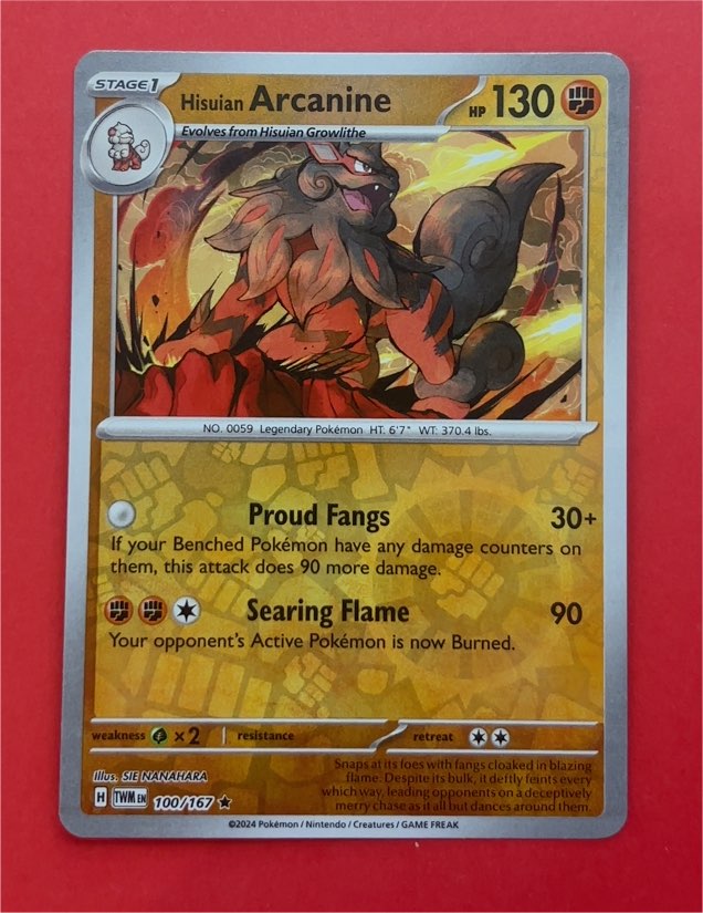 2024 Pokémon SV06: Twilight Masquerade #100 Hisuian Arcanine — front
