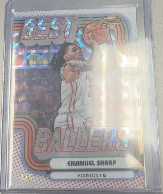 2024-25 Bowman Best University #BB-10 Emanuel Sharp Best Ballers Refractor — front