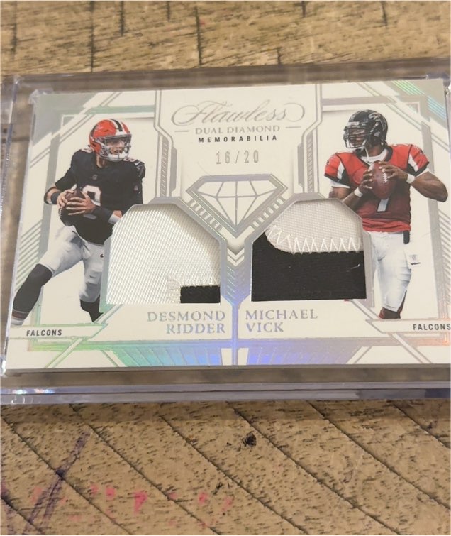 2023 Panini Flawless Dual Diamond Memorabilia #DDM-SF Desmond Ridder Michael Vick — front