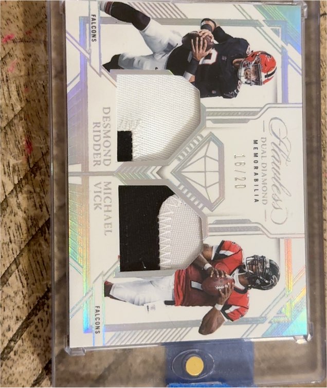 2023 Panini Flawless Dual Diamond Memorabilia #16/20 Desmond Ridder Michael Vick — front
